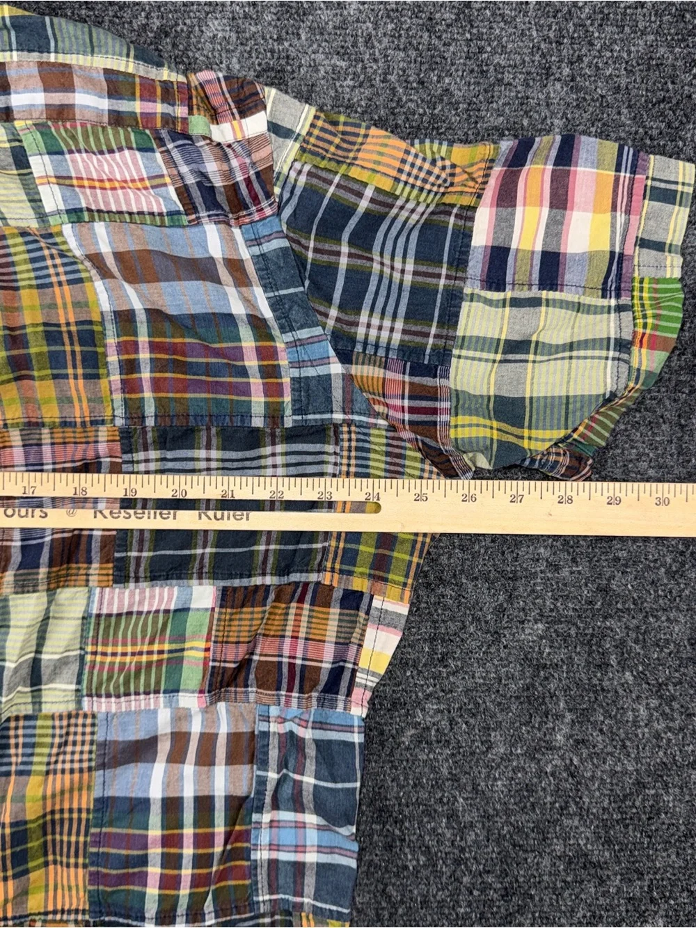Ralph Lauren Shirt Mens XL Multicolor Patchwork Madras Short Sleeve Button Front